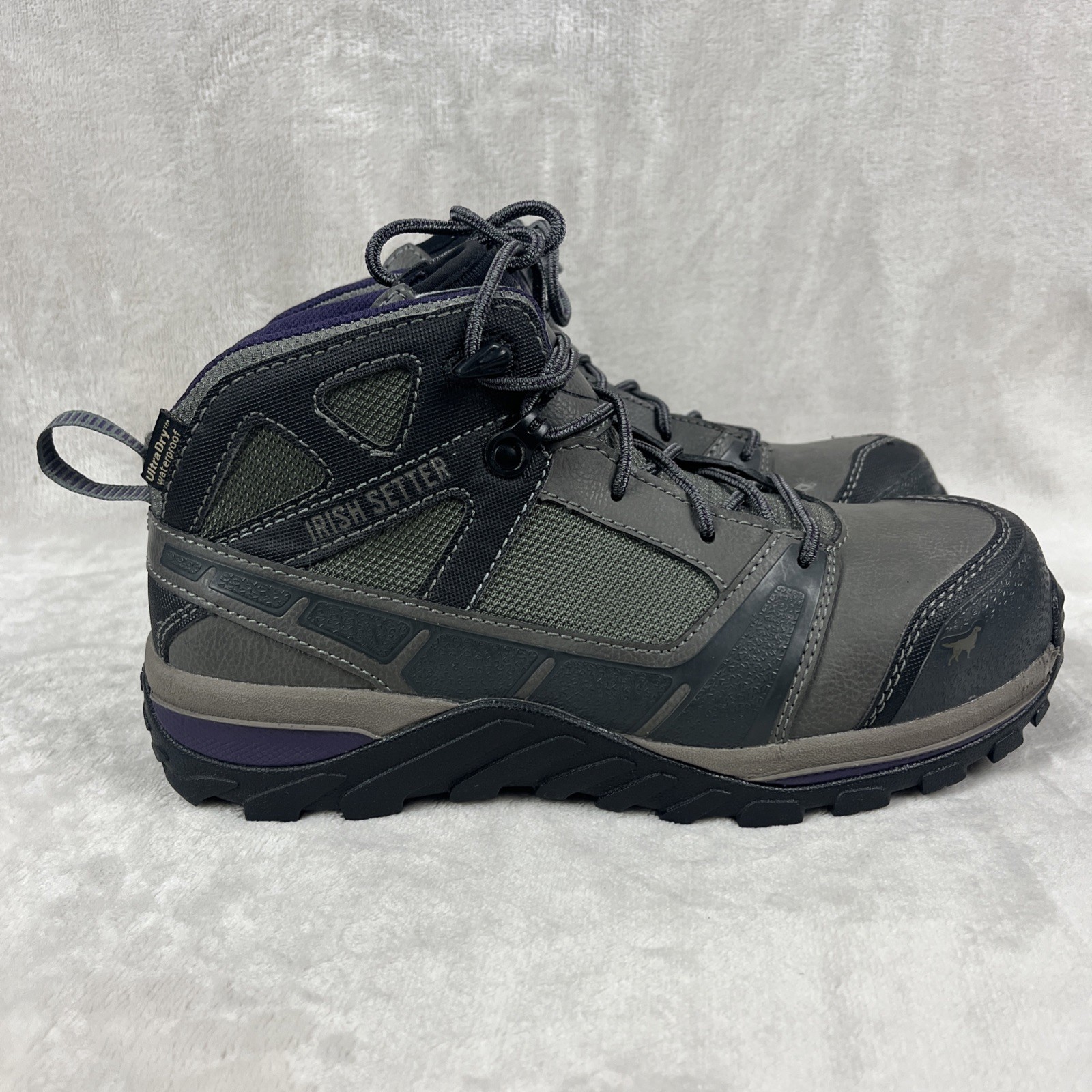 Red Wing Women's Irish Setter Work Boots Gray Purple Steel Toe Leather Size 7