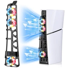 FASTSNAIL RGB Cooling Fan for PS5 Slim Console, Automatic Fan Speed Adjustabl...