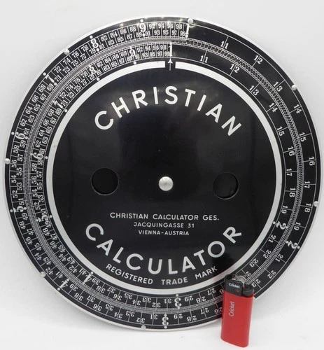Antike Rechenmaschine Rechenscheibe Christian Calculator disc calculator 1920