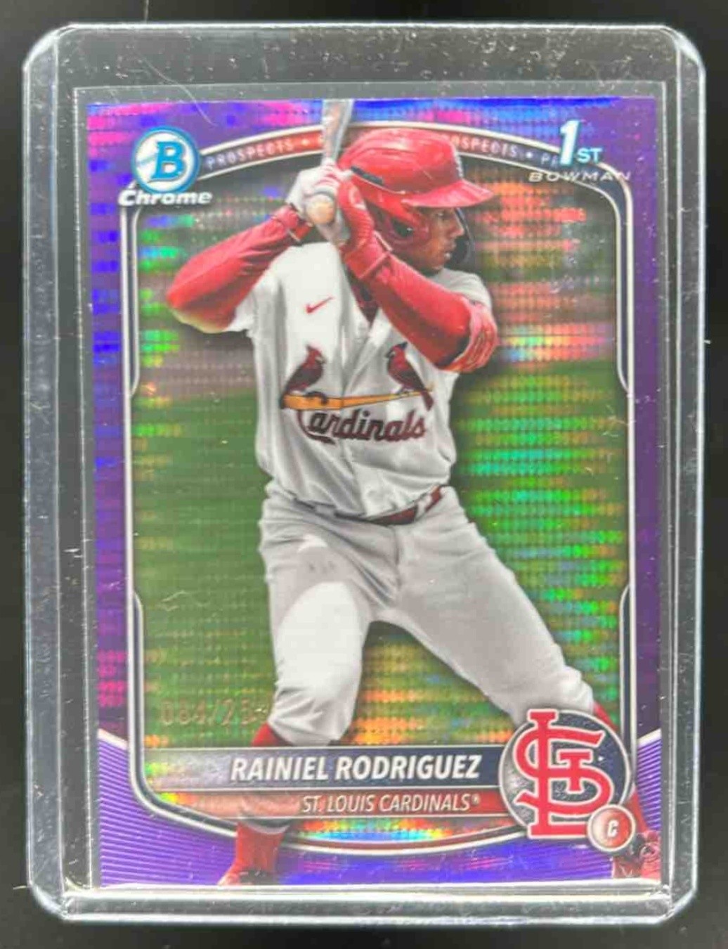 2025 Bowman Chrome Rainiel Rodriguez Purple Pulsar Refractor 1st Prospect #/250