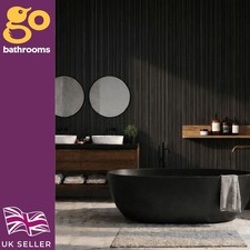 Image of Large PVC Linear Graphite Tongue & Groove Waterproof Shower Wall Panel 2400x1000