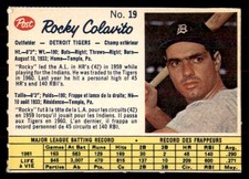 1962 POST CANADIAN # 19 ROCKY COLAVITO TIGERS SET BREAK 532774 (KYCARDS)