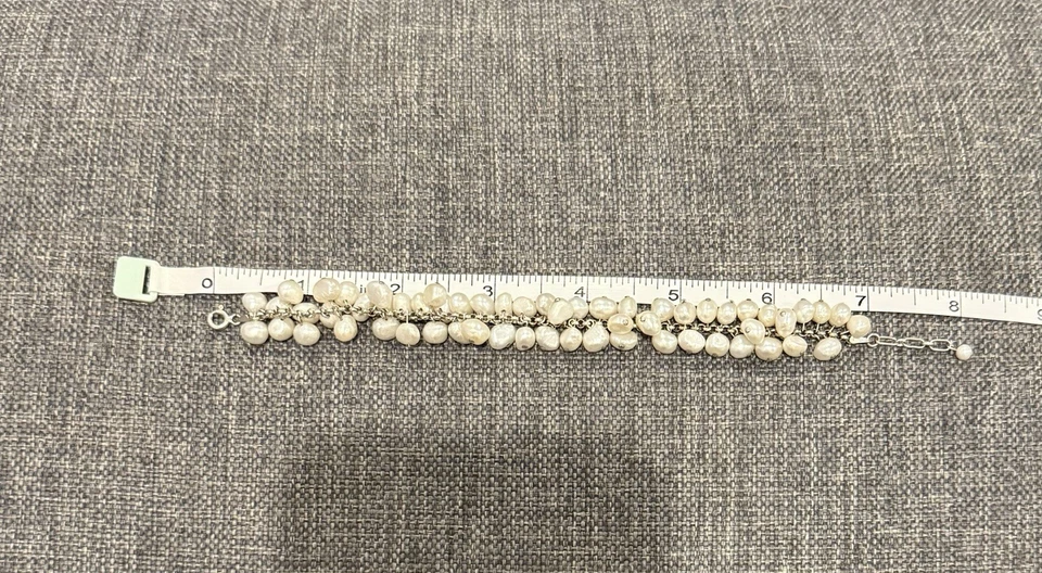 Pulsera de plata de ley 925 perlas de agua dulce colgante con dije de gota vintage Foto 4 de 4