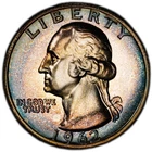 PR65 1962 25C Washington Silver Proof Quarter, PCGS Trueview- Rainbow Toned