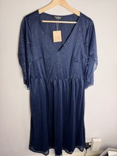 New With Tags! BLOOMCHIC 18-20 Blue Glitter Petal Sleeve Party Cocktail Dress