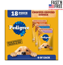 Pedigree Chopped Ground Dinner Cheese Wet Dog Food, 18 3.5 oz Pouches