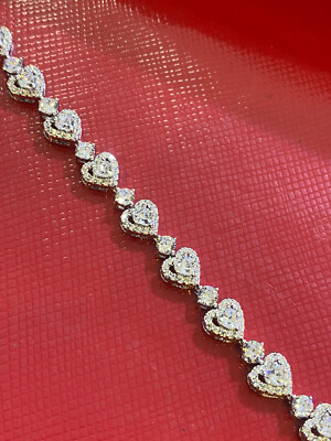 Women's Solid 925 Sterling Silver 7.5 Inch CZ Tennis Bracelet fancy /heart 1