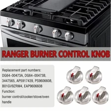 5 Pcs DG64-00473A Top Burner Control Knob Replacement for Samsung Gas Range Oven