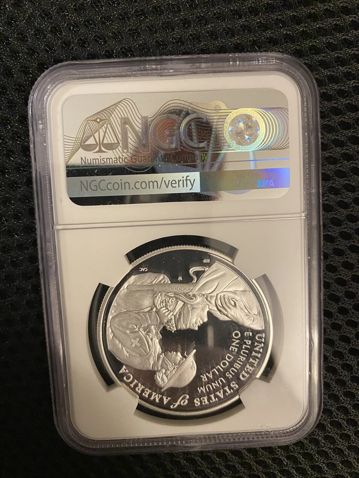 2022 w colorized purple heart proof silver dollar ngc pf69 uc - Image 2 of 2