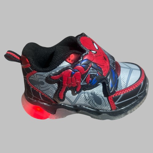 Marvel Spiderman Schuhe Gr. 5 Kleinkind Junge beleuchtet Hakenschlaufe schwarz rot NEU - Bild 4 von 8