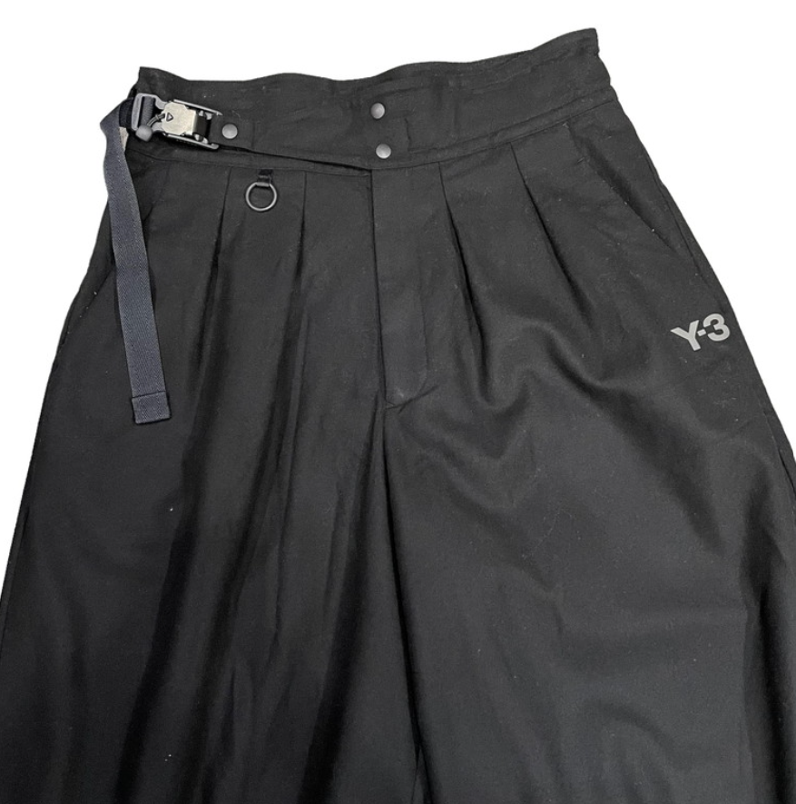 ADIDAS Y-3 CH1 YOHJI YAMAMOTO WOOL FLANNEL CROPPED PANTS BLACK