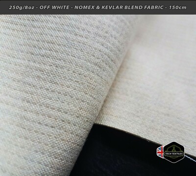 250 g/m²/8 Unzen* - OFF WHITE - NMX & KEV BLEND - SCHWER ENTFLAMMBARES GEWEBE - 150 cm breit