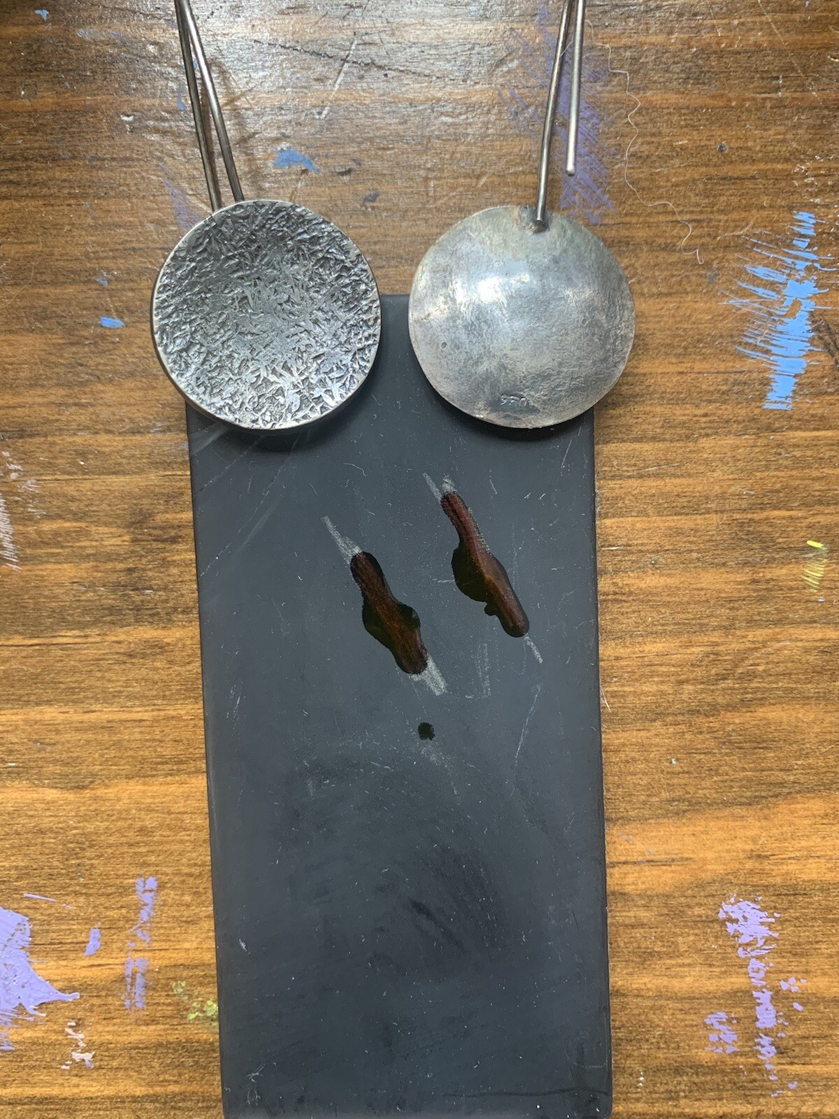 Solid Silver Drop Earrings ~heavy coin medallion~… - image 4