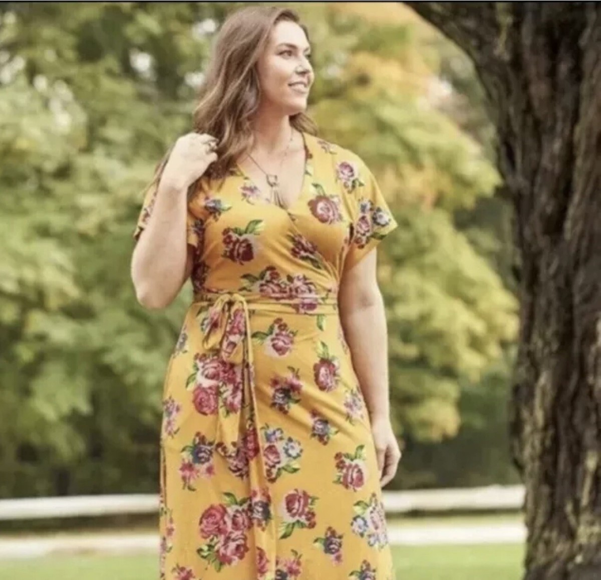 mustard yellow floral wrap dress Women's Matilda Jane Size Medium Alana Yellow/Mustard Floral Wrap Maxi Dress