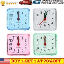 Travel Alarm Clock Small Analog Battery Operated Silent No Ticking Snooze Lights
