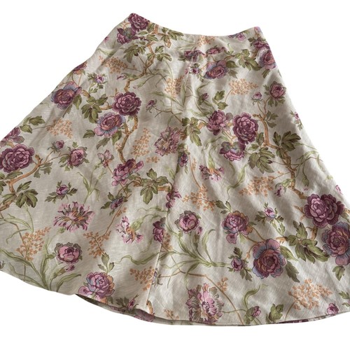 Conjunto de falda y blusa floral de seda y lino de dos piezas de Pendleton manga larga botón - Imagen 5 de 11