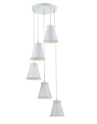Dar Lighting Andrea Cluster-Pendelleuchte mit 5 Lichtern elfenbeinfarbener Oberfläche elfenbeinfarbene Metallschirme 