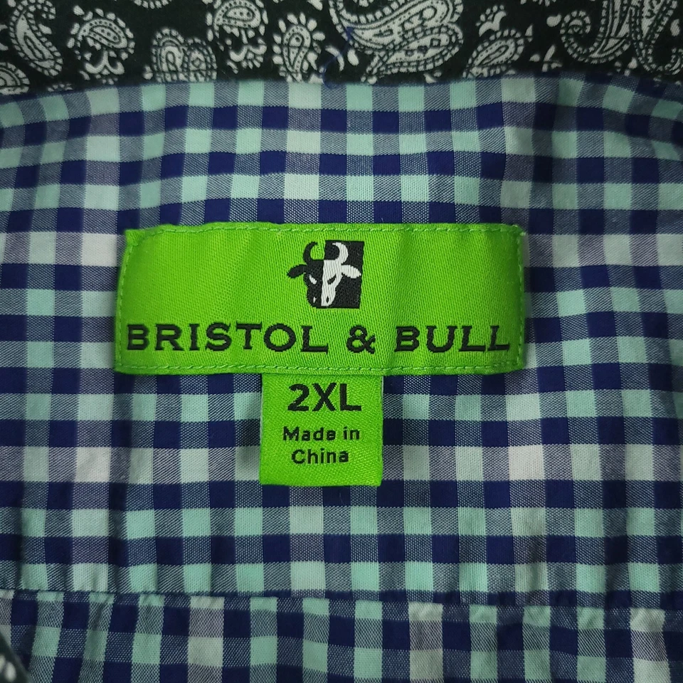 Camisa Bristol & Bull Para Hombres 2XL XXL Azul Negocios Oficina Informal Puño Abatible Foto 4 de 4