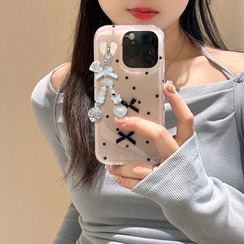 Cellphone Straps Bowknot Heart Pendant Phone Charm Bear Beaded Ornament for Bag - 第 5/8 張圖片
