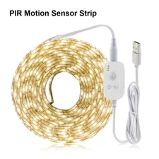 USB PIR Motion Sensor Led Light Strip Cabinet Kitchen Closet Lamp Bulbs DC5V