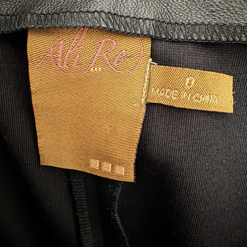 Minifalda Ali Ro de cuero negra con ribete de peplum talla 0 24 lápiz sexy gótica pinup Foto 4 de 4