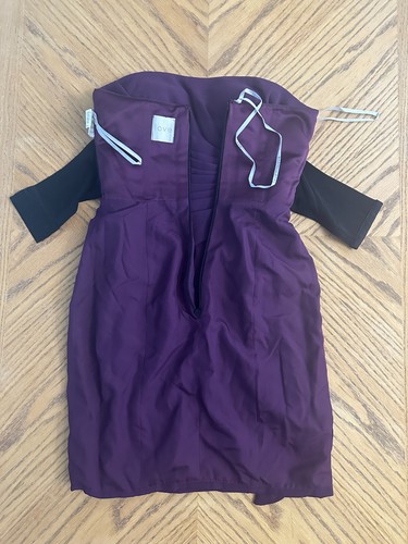 Draped Chiffon Purple Cocktail Dress Gathered Bustier Strapless Bra Insert Sz 6 - Picture 12 of 12