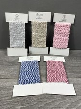 Twine Silver White Gold Red Blue  Pink Ribbon By Roobee By Mara -Mi 20 Yds/6ft