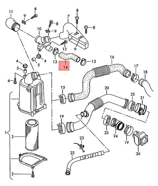 Genuine VW SEAT SKODA AUDI Bora Variant 4Motion Caddy Dasher Hose 