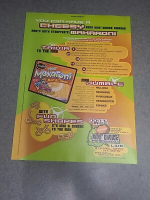 Nickelodeon Kids Choice Awards Stouffer's Mac & Cheese Print Ad 2003 8x11 