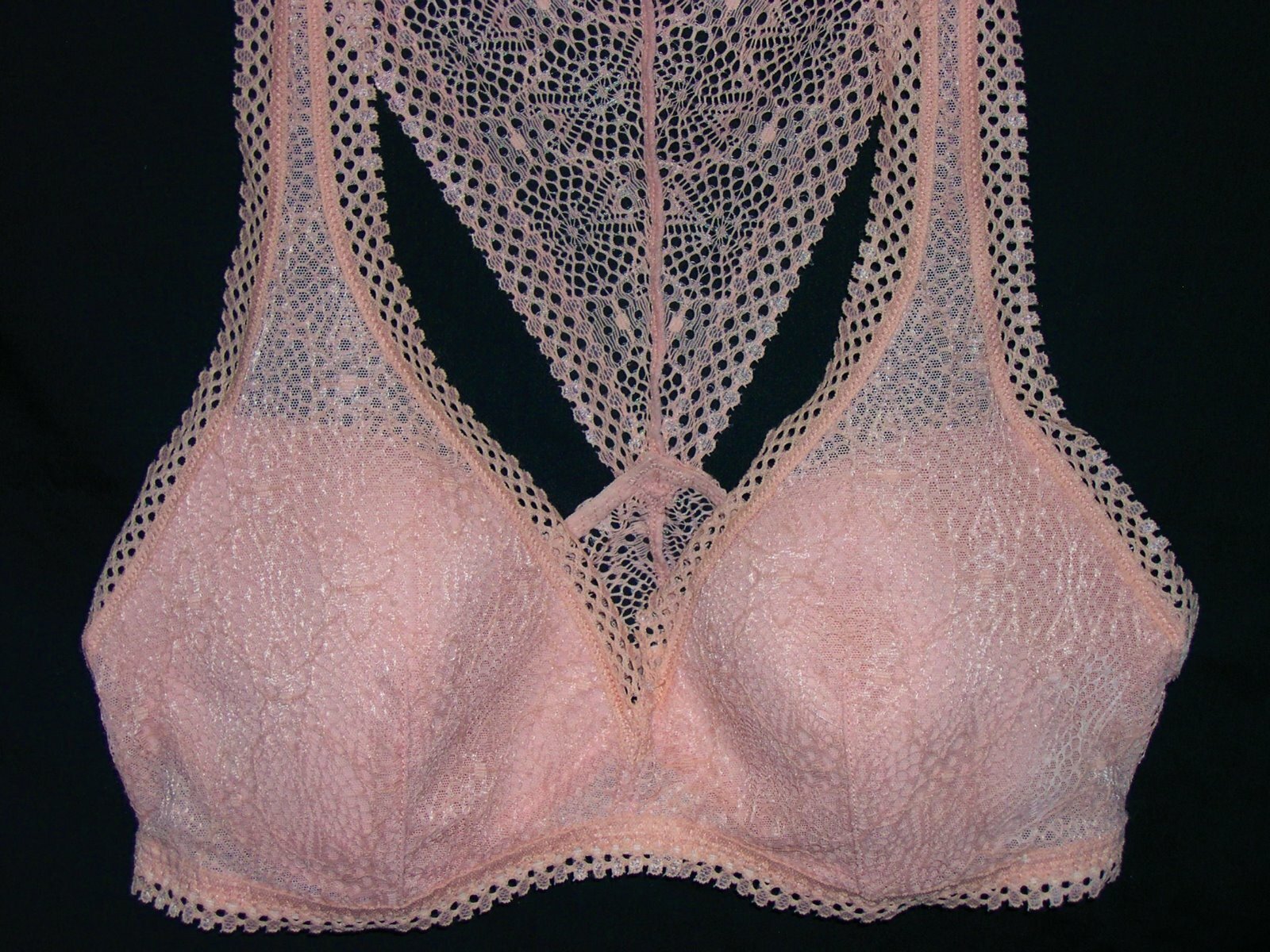 Victoria's Secret PEACH Lace Wireless Lined Racerback Bralette Bra -  LARGE  NWT