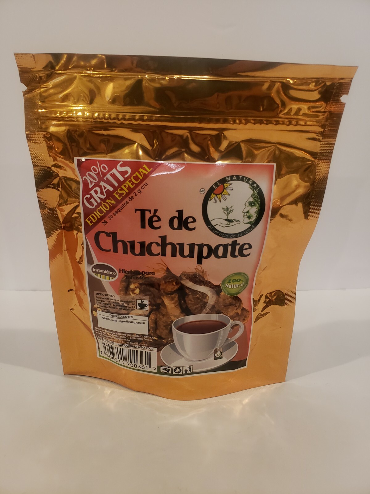 TE DE CHUCHUPATE TEA 30 SOBRES/BOLSAS "Dolor de Garganta, Tos, Gripe" 100% Natural