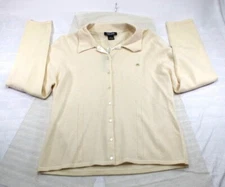 NWT Madison Studio Petite Button-Up Cream 100% Cashmere Cardigan Sweater PL