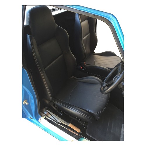 Classic High Back PU Leather Bucket Seats Car Reclinable Black for Universal - Picture 9 of 11