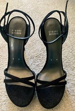 NEW Stuart Weitzman Bebare Black Goose Bump Nappa Leather Platform Sandal