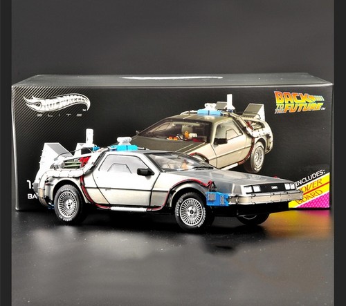 Machine à remonter le temps DeLorean échelle 1/18 modèle de voiture moulée sous pression jouet - Photo 1 sur 8