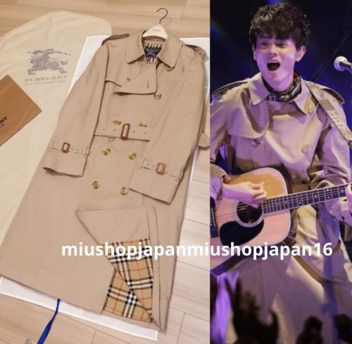 BURBERRY Trench Coat Authentic Vintage England w/Belt Long Check Beige 48/M/L