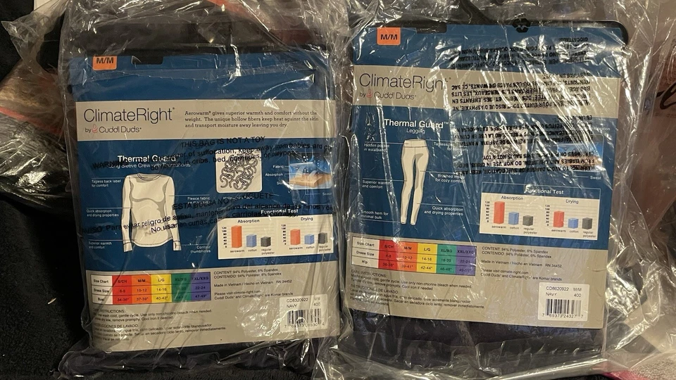 ClimateRight Cuddl Duds AEROWARM LONG SLEEVE CREW BASE LAYER TOP/BOTTOM MED NAVY - Image 2 of 4
