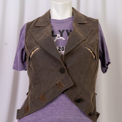 SugarLips Brown Suede silk lined Cropped Style steampunk gothic Vest Sz S