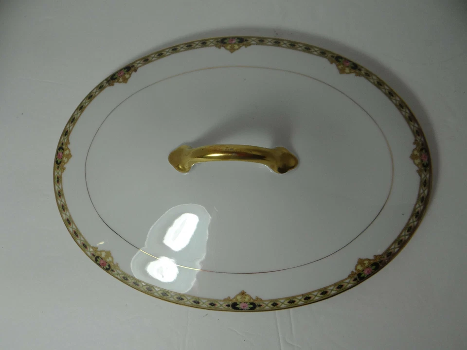 Plato vegetal cubierto ovalado Noritake The Ceilán rosas en negro Japón Foto 4 de 4