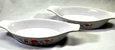 Vintage Northland Japan Ceramic Floral Baking Dishes Oven Proof 9"x4.5" Pair