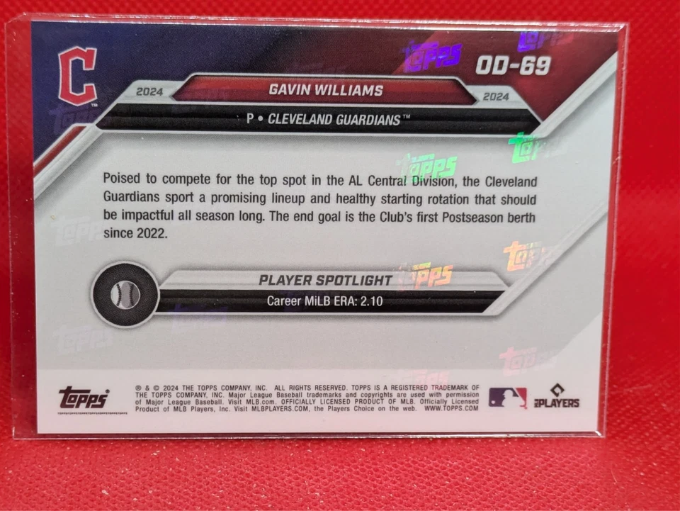 2024 Topps Now Opening Day Gavin Williams #OD-69 RC Rookie-GOLD FOIL ***3/24*** - Image 2 of 2