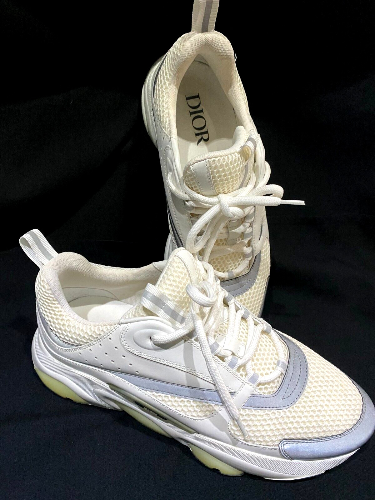 DIOR B22 WHITE TECHNICAL MESH + WHITE & SILVER CALFSKIN UK 10, EU 44 SNEAKER image 2