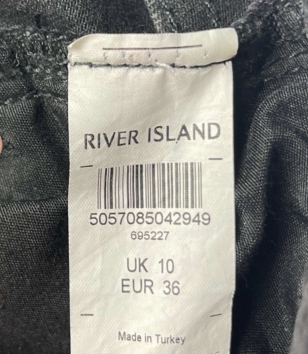 Jupe En Jean Noir Déchirée River Island Taille 10 - Mini-jupe Décontractée Occasion Très Bon état
