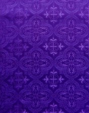 PURPLE LITURGICAL CROSS BROCADE FABRIC 60 in. Sold By The Yard