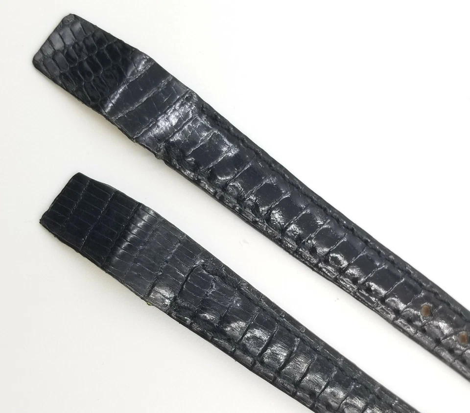 deBeer Genuine Lizard Watch Band 10mm Black 2 Piece Strap Silver Buckle - Image 4 of 4