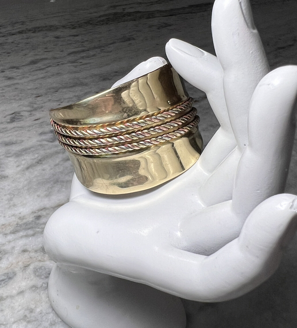 Cuff Bracelet Solid Brass Copper/ Brass Twisted I… - image 1