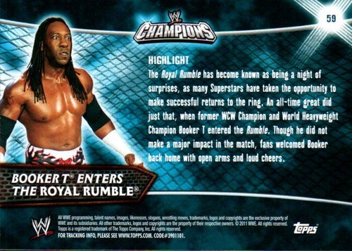 2011 Topps WWE Champions tarjeta de lucha libre #59 Booker T entra en el Royal Rumble - Imagen 2 de 2