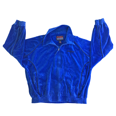 【XXLサイズ】FUBU VELOR TRACK JACKET◆フブ ベロア ◆ Vintage FUBU Velour Track Jacket 2XL Mens Blue Gold Full Zip