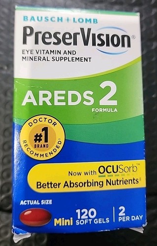Preservision Areds 2 By Bausch + Lomb. 120ct Mini Soft Gels. Exp 05/26