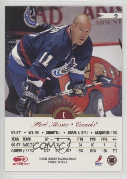 1997-98 Leaf International Stars Mark Messier #9 HOF - Image 2 of 2